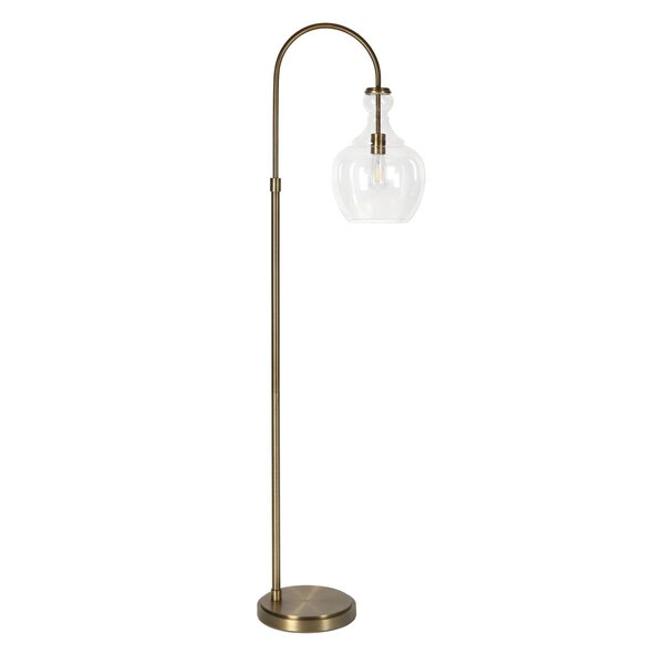 Hudson & Canal Henn & Hart Verona Brass Arc Floor Lamp with Clear Glass Shade FL0267 - main